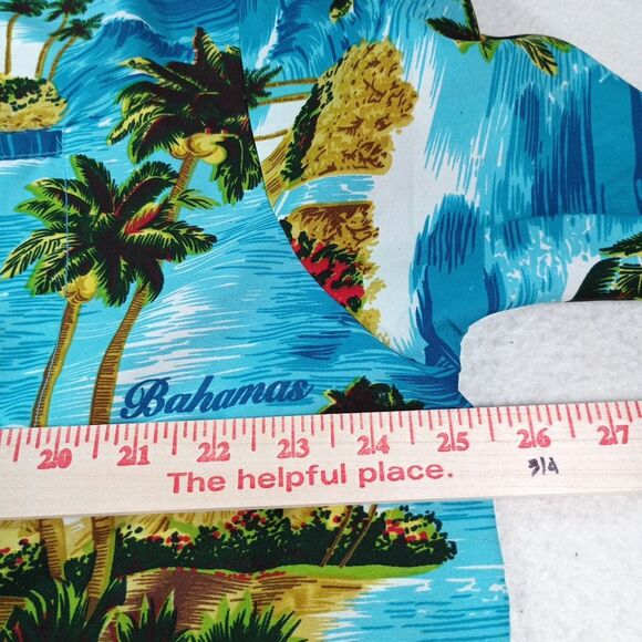 Rina Bahama’s Bright Blue Island Scene Shirt XL Resort Wear Tropical Hawaiian - Picture 7 of 9